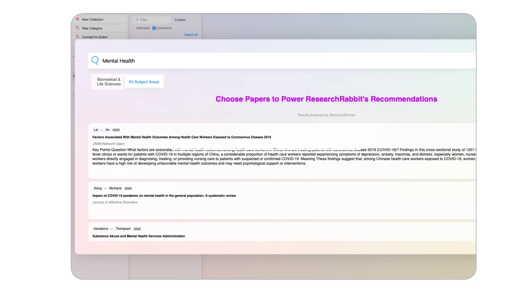 Research Rabbit Example Top 5 herramientas IA para buscar y contrastar artículos médicos