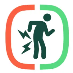 Icon showing a person with intense pain in lower back