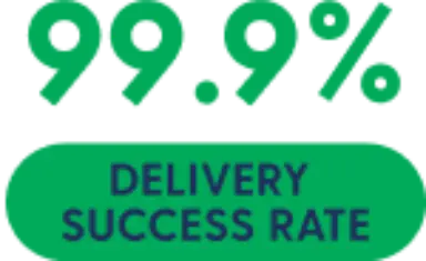 Graphic showing 99.9% delivery success rate.