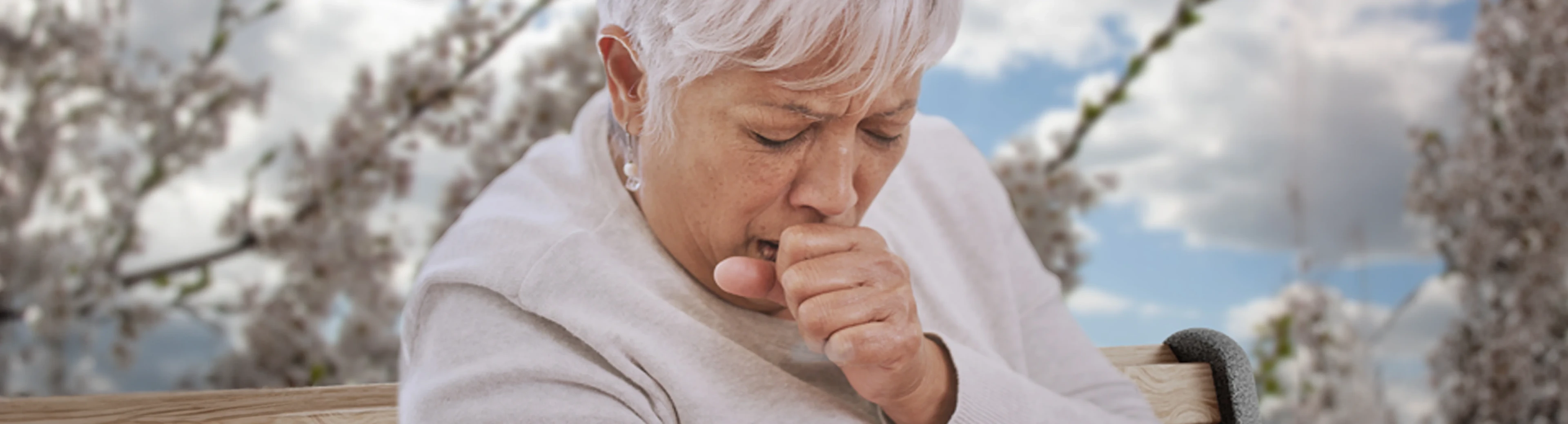 Woman coughing - quality of life COPD