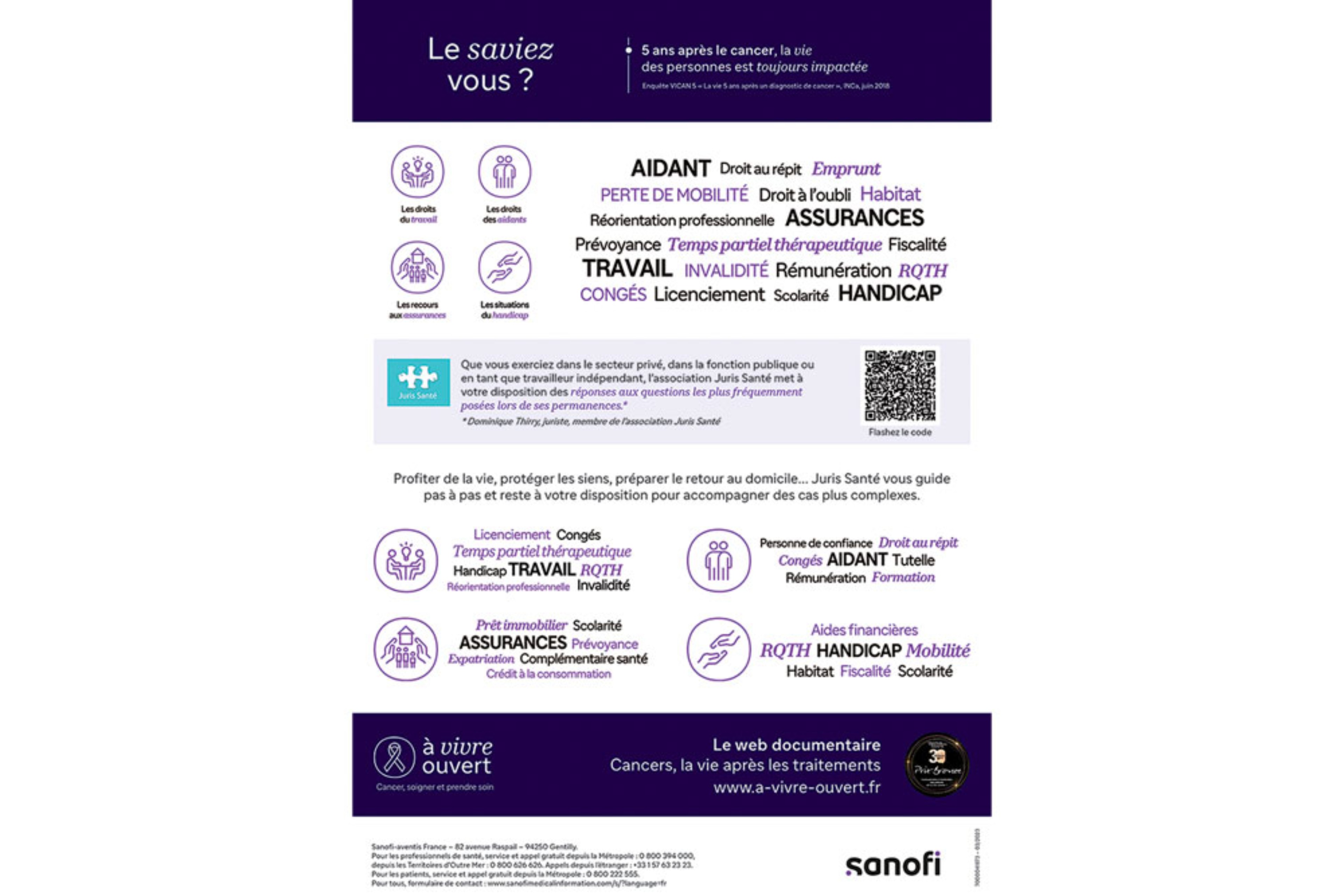 une affiche pour informer sur les aides administratives et juridiques mobilisables et orienter vers les ressources