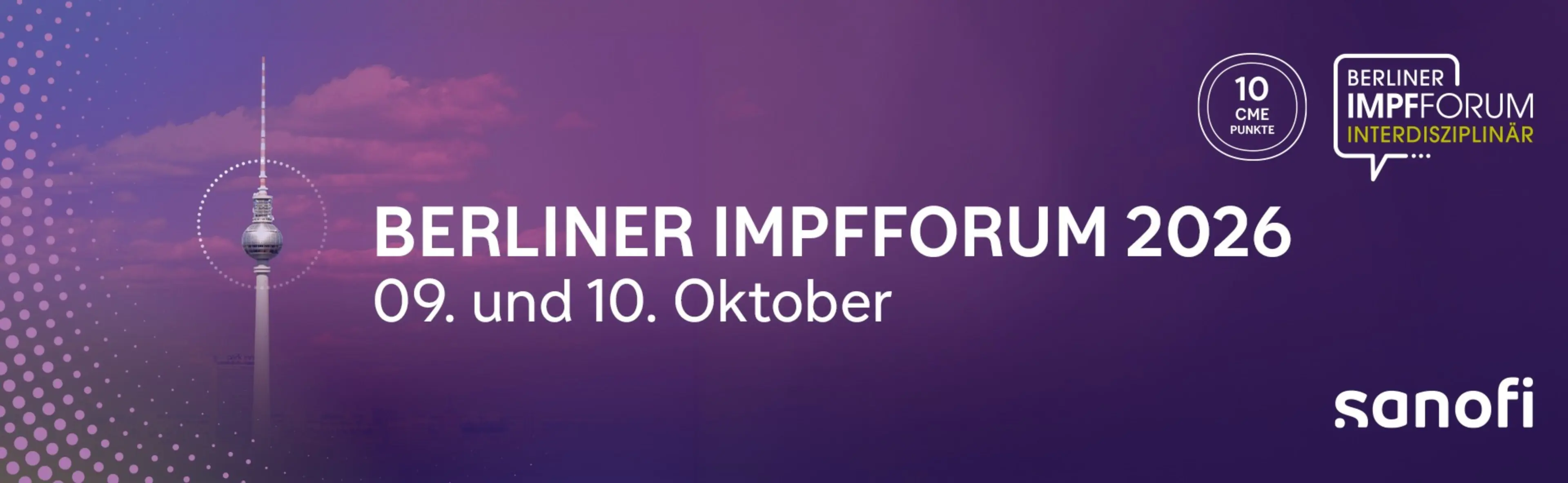 Berliner Impfforum 2026 interdisziplinär am 9. und 10. Oktober, 10 CME-Punkte