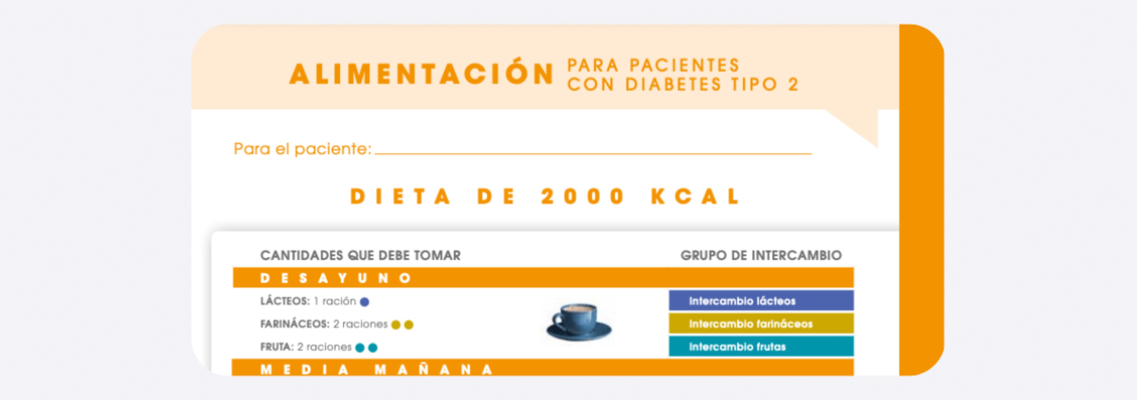 Dieta Equilibrada de 2000 kcal para personas con Diabetes