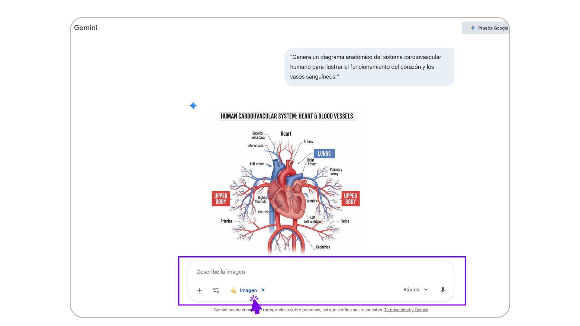 imagen funcionalidad crear imágenes gemini