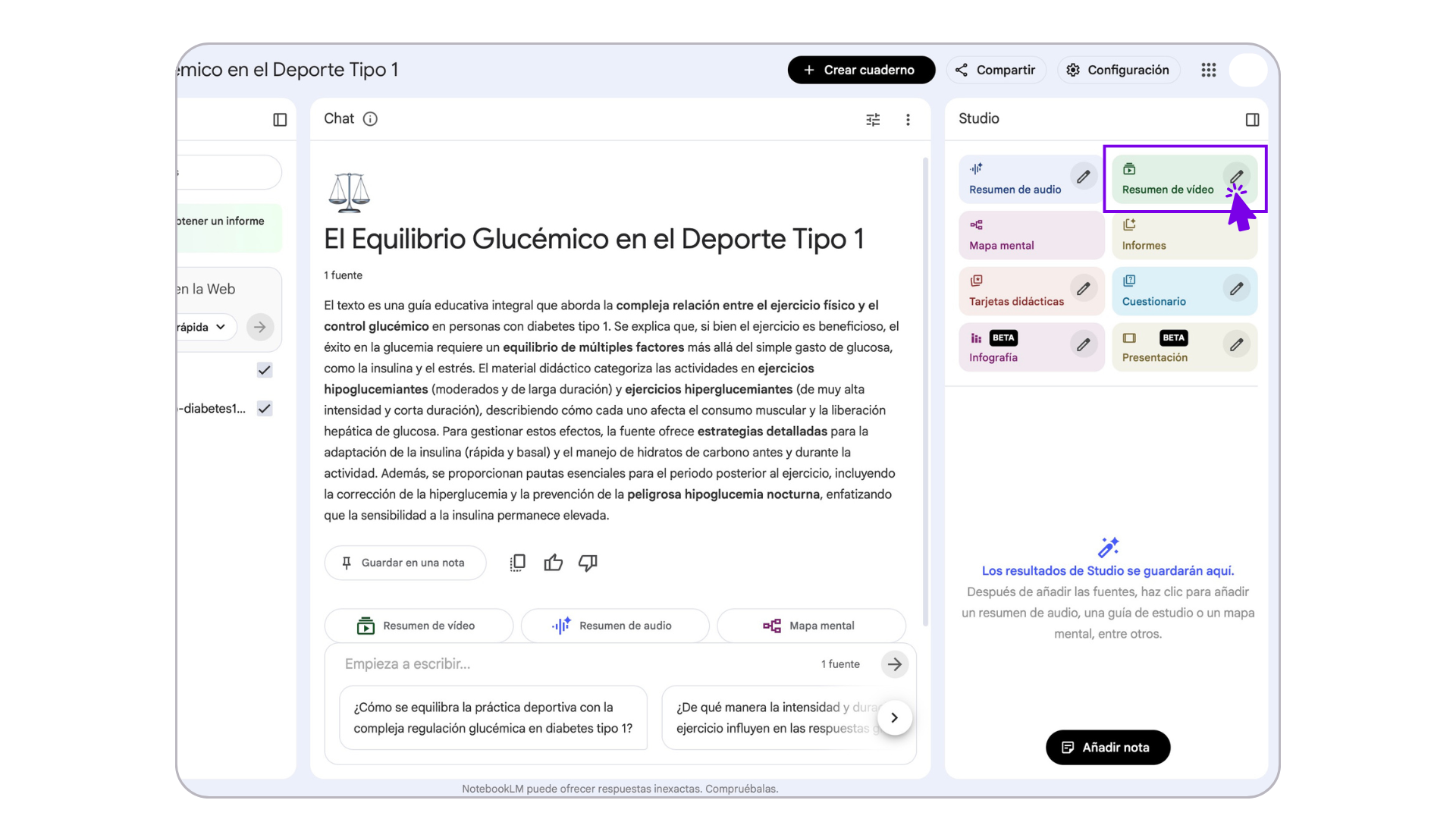 Imagen NotebookLM nueva funcionalidad vídeo resumen 