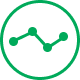 Green icon of line graph.