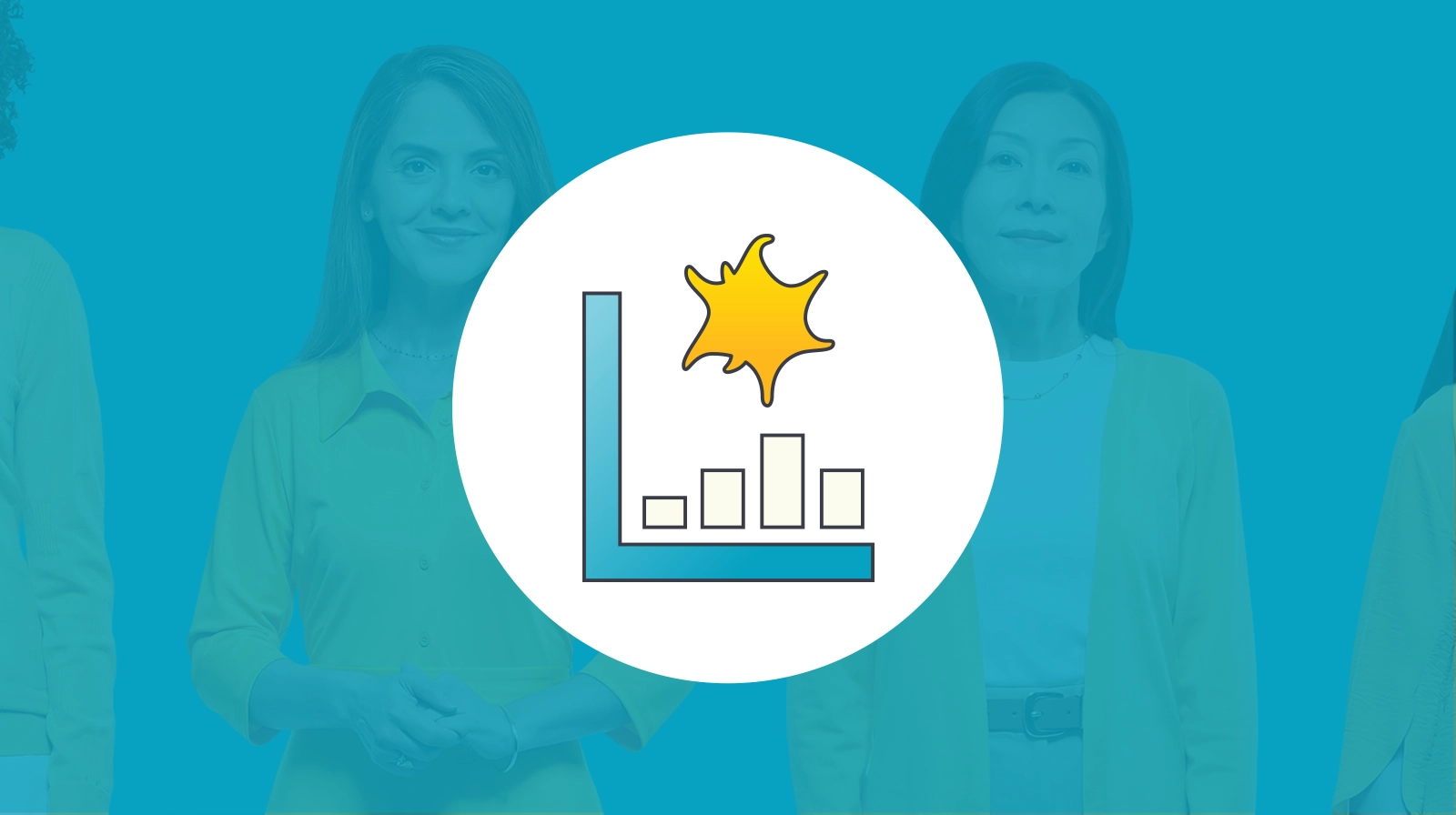 Icon of bar graph and a platelet.