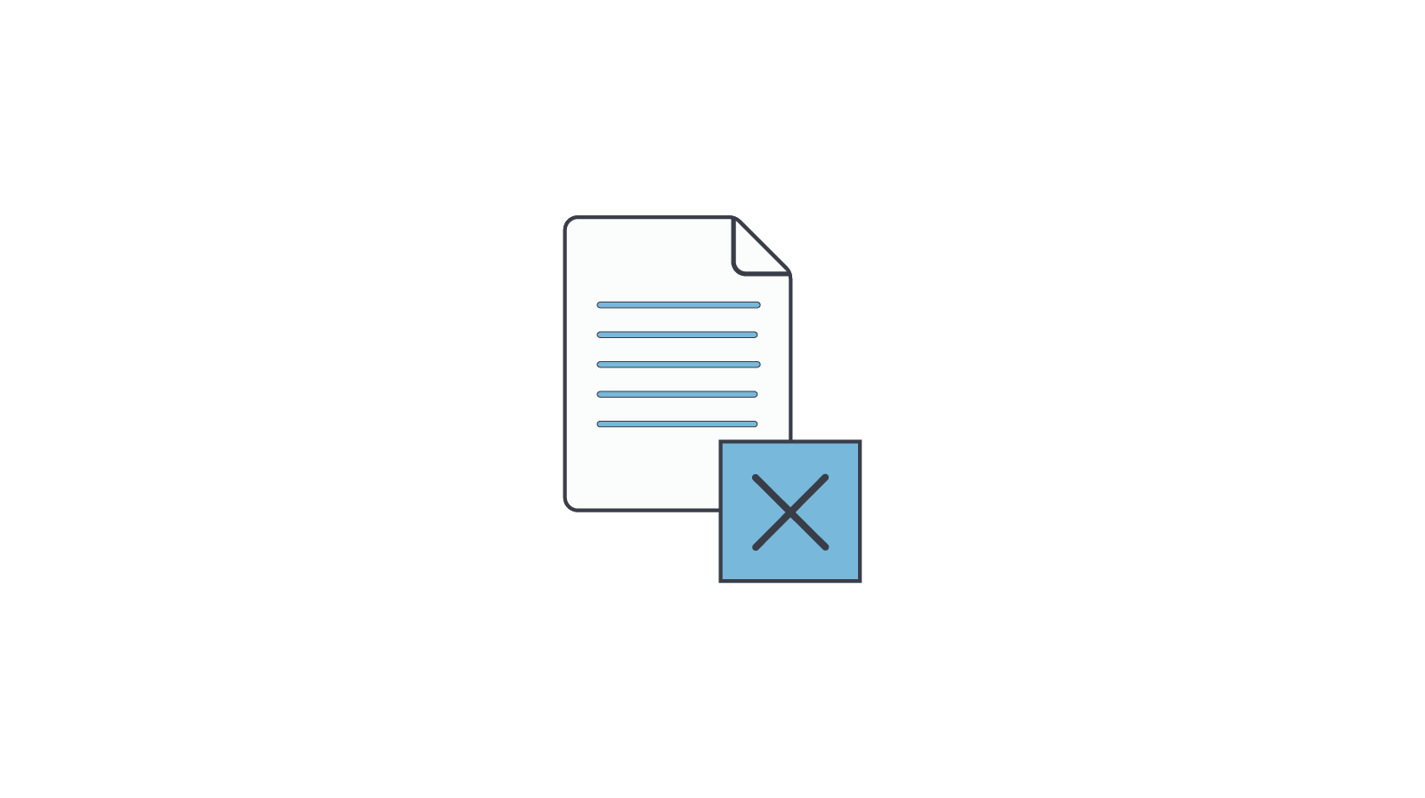Icon of document and a cross next to it.