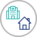 Hospital and home icons