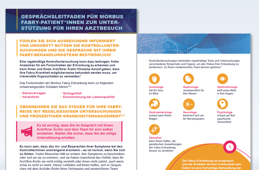 Abbildung zum Gesprächsleitfaden für den Arztbesuch bei Morbus Fabry