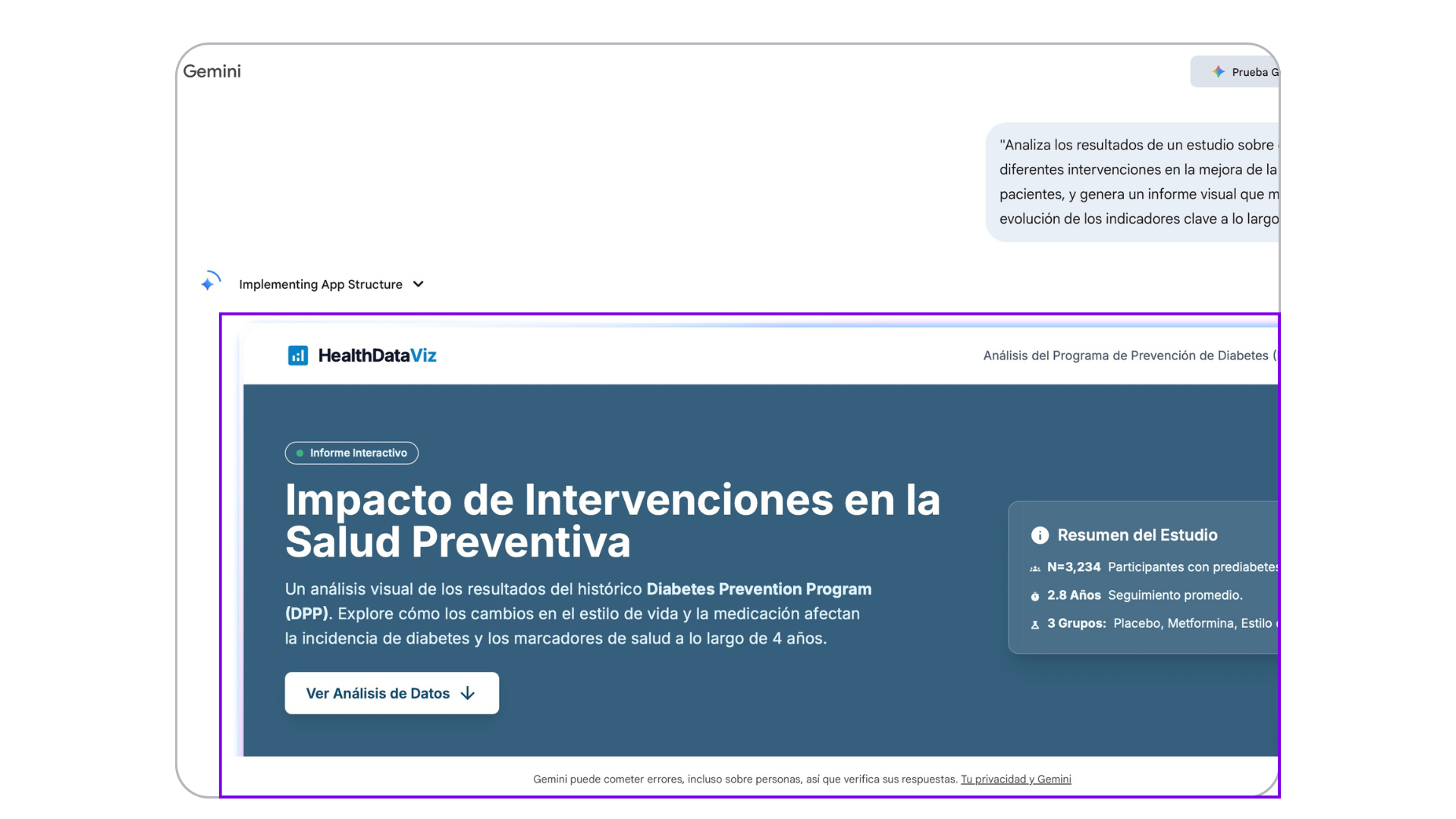 imagen funcionalidad Vista Dinámica (Labs) Gemini