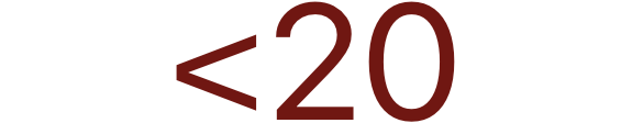 Close-up of the text “<20” in red, indicating a value less than twenty.