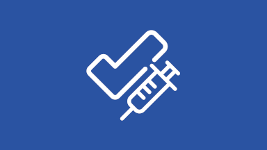 Check mark and syringe icon with blue background