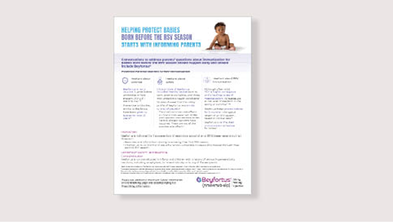 Beyfortus® (nirsevimab-alip) before the season brochure for nurses thumbnail