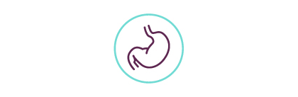 Icon eines Magens in einem türkisfarbenen Kreis