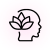 Profile of head with lotus flower icon