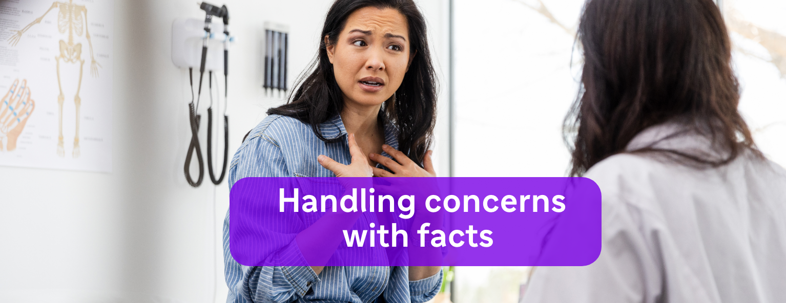 A patient discussing her concerns with a healthcare professional