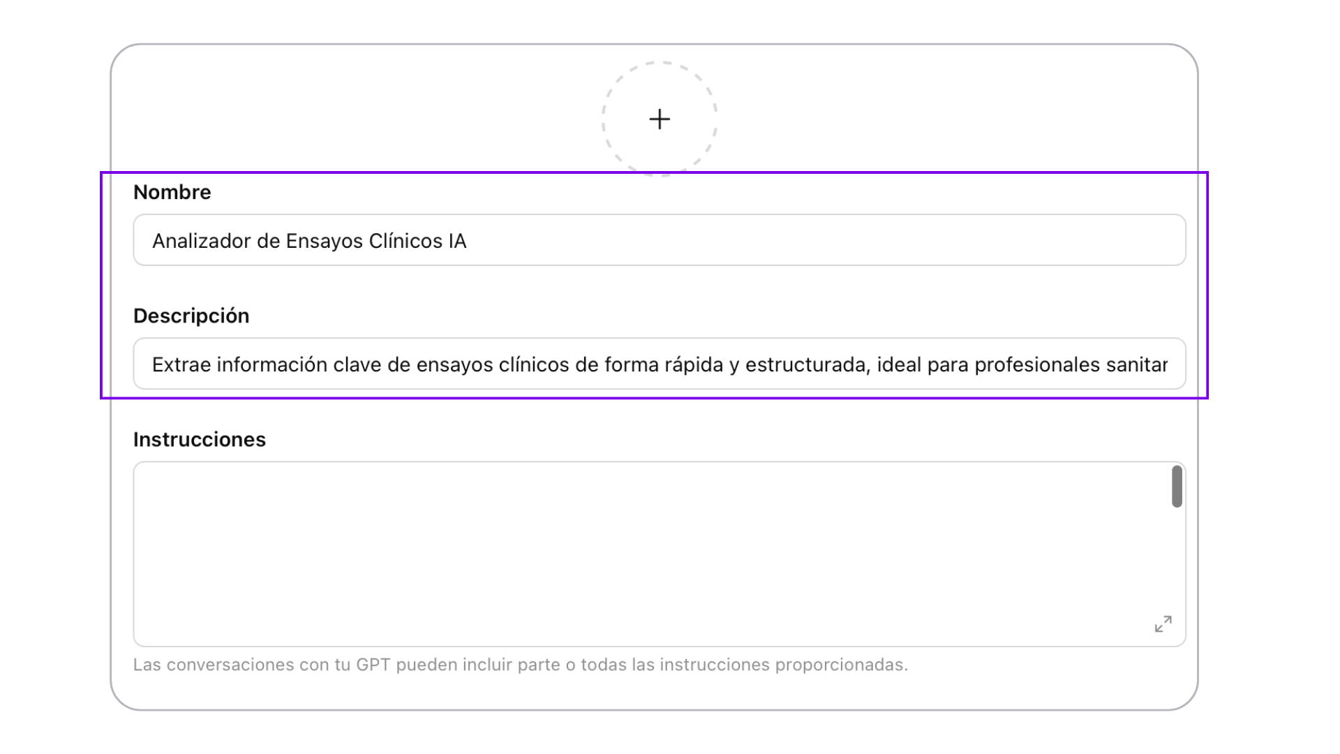 3 chatgpt asigna nombre descripcion
