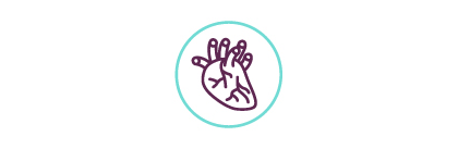 Icon eines Herzen mit Blutgefäßen in einem türkisfarbenen Kreis