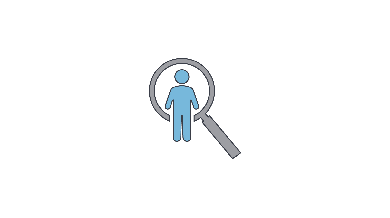 Icon of a person in a magnifying glass.