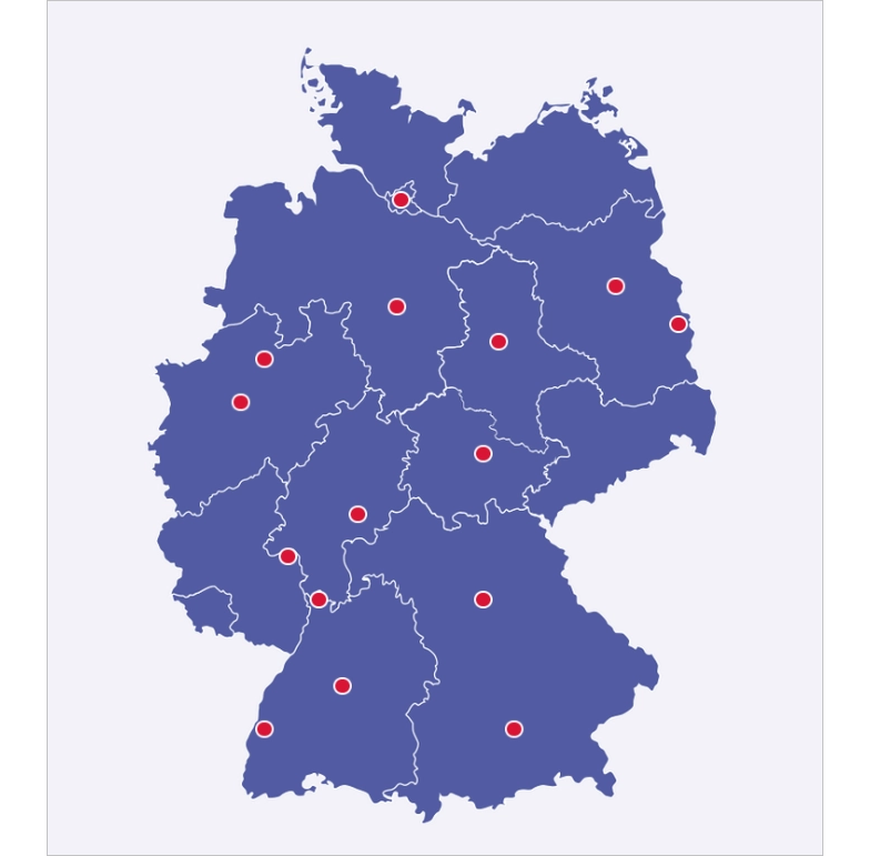 Karte Zentren für Mukopolysaccharidose Typ 1 in Deutschland
