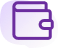 Icon of a wallet with light purple background.