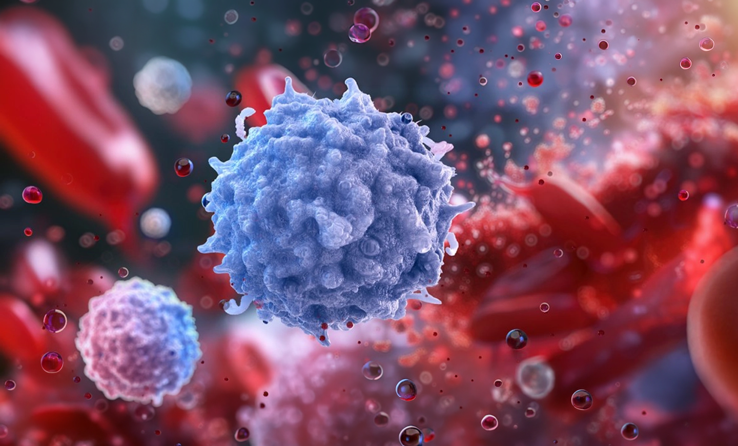 Illustration 3D : cellules de l'inflammation de type 2 dans l'organisme.