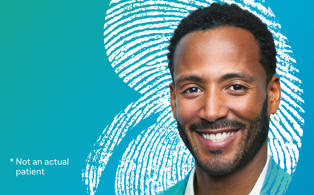 Graphic with the text ‘Lead with Thymoglobulin® [Anti‑thymocyte Globulin (Rabbit)]’ on a blue‑to‑green gradient background with kidney line patterns behind a smiling man, and a small disclaimer 'Not an actual patient'.