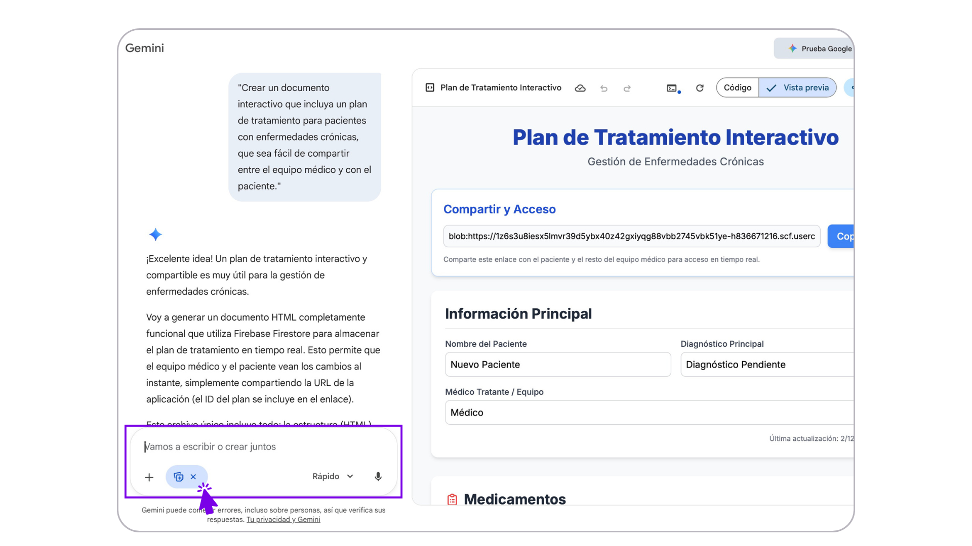 funcionalidad canvas Gemini