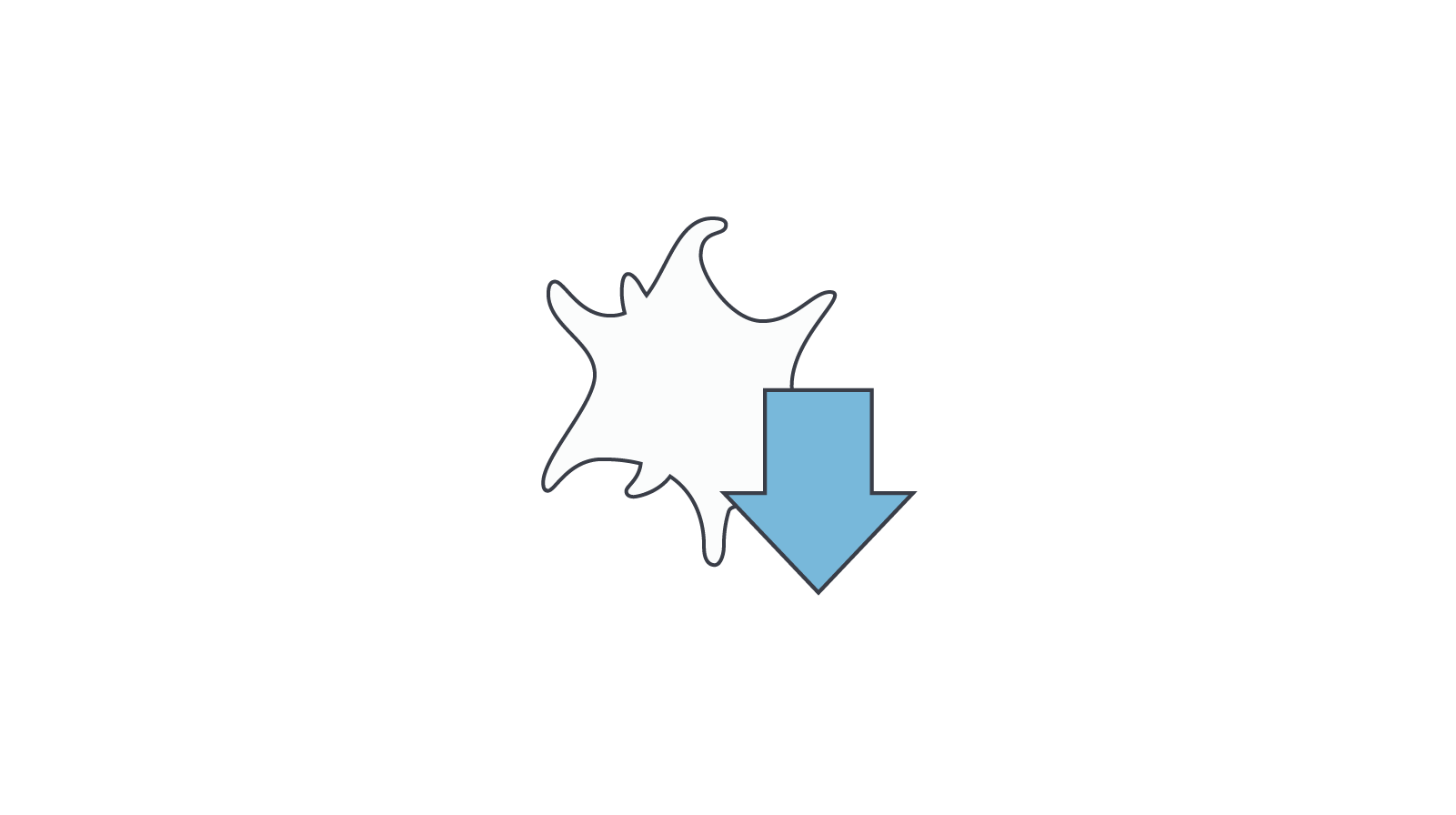 Icon of platelet and down arrow.