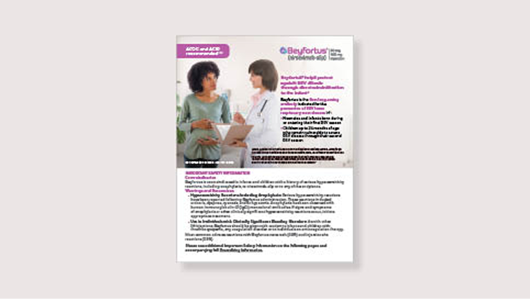 Beyfortus® (nirsevimab-alip) direct administration brochure for OB-GYNs thumbnail