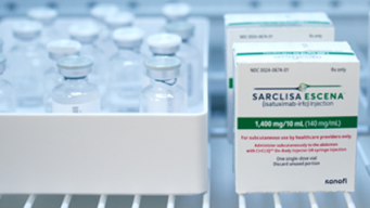 Image of SARCLISA ESCENA vials and packaging on shelf.