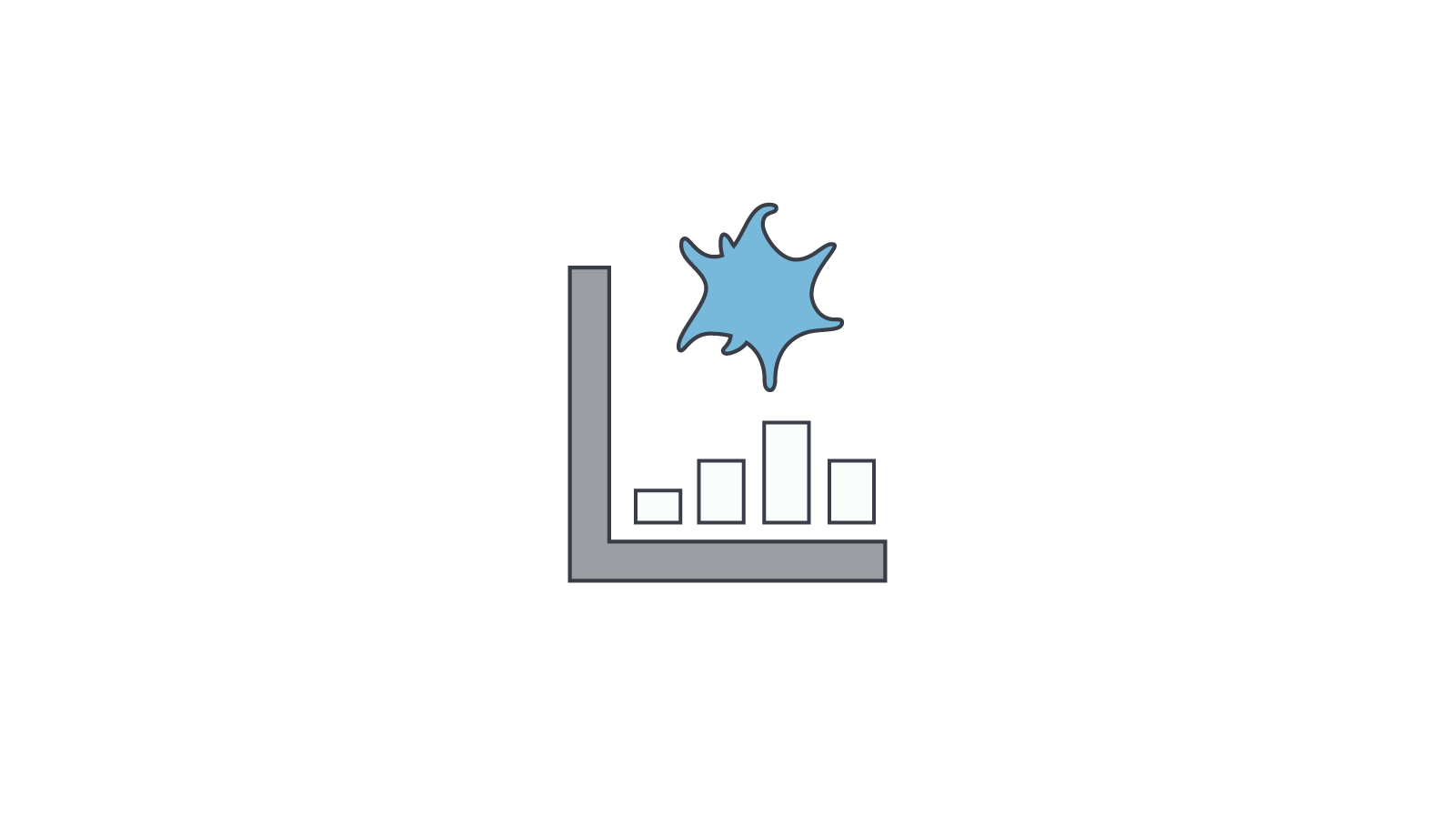 Icon of a bar graph with a platelet.