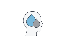 Icon of head with blood drops.