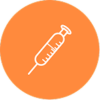 Icon of a syringe in an orange circle.