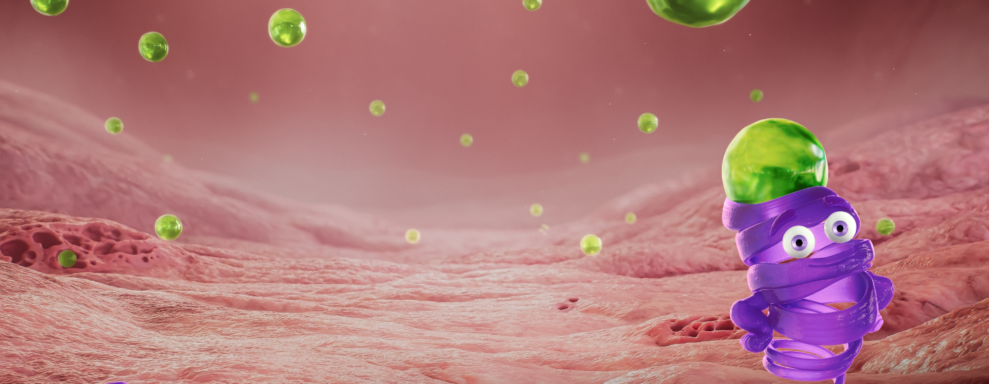 Illustrated AAT protein in lung tissue environment