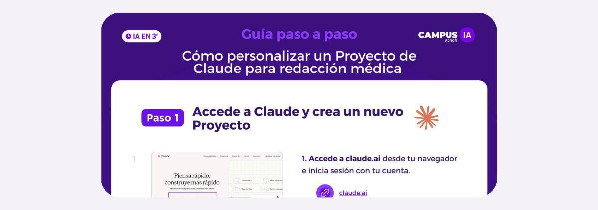 Imagen descargar la guía paso a paso para crear proyectos en claude para redacción médica