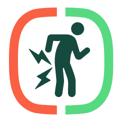 Icon showing a person with intense pain in lower back