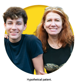 Boy named Sam age 13 with his mother