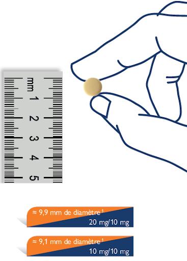 Main mesurant le diamètre du comprimé Suvreza