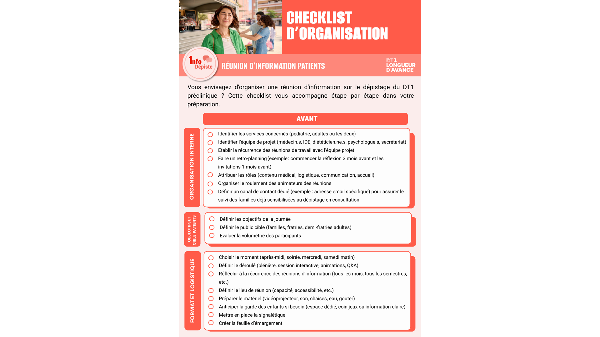 Checklist d'organisation - réunion d'information patients.