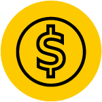 $ in a yellow circle background