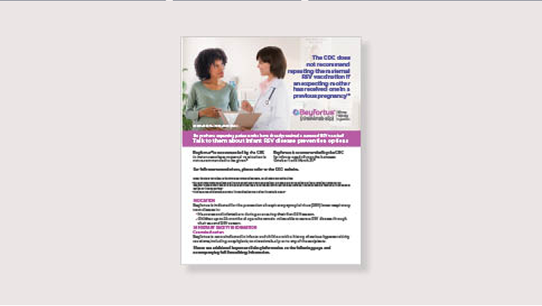 Beyfortus® (nirsevimab-alip) second pregnancy RSV guidance for OB-GYNs thumbnail