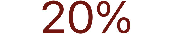 Close-up of the text “20%,” indicating a proportion or percentage value.