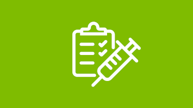 Clipboard checklist and syringe icon with green background