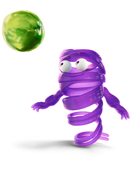 Illustrated AAT protein character with neutrophil elastase