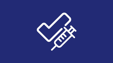 Check mark and syringe icon with blue background