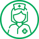 Green icon of female healthcare provider.