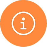 Icon of an information symbol in an orange circle.