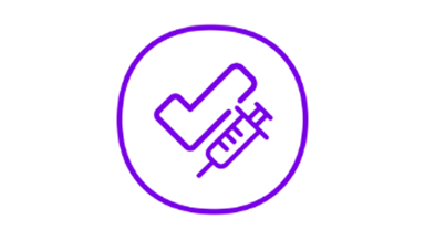 Check mark inside a syringe icon